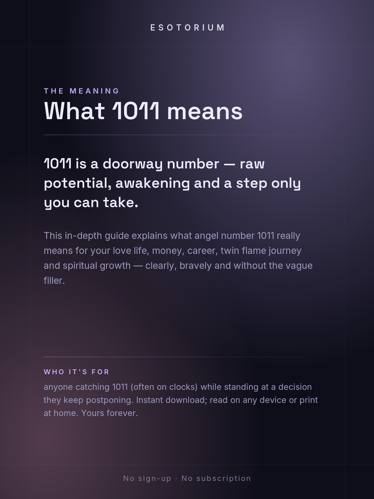 Angel Number 1011 — Meaning in Love, Money & Life — Who it's for