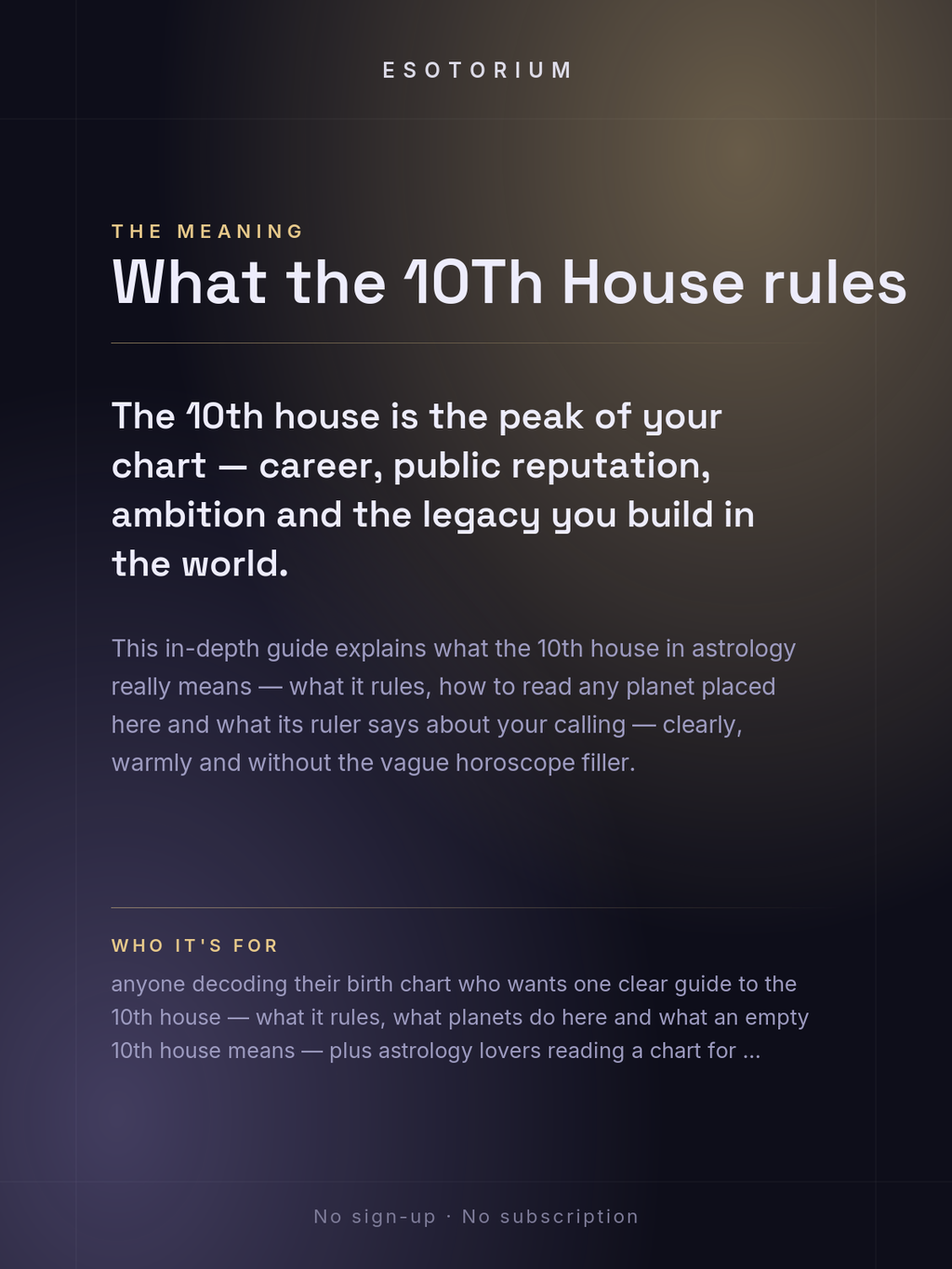 The 10th House in Astrology — Career & Reputation — What it means