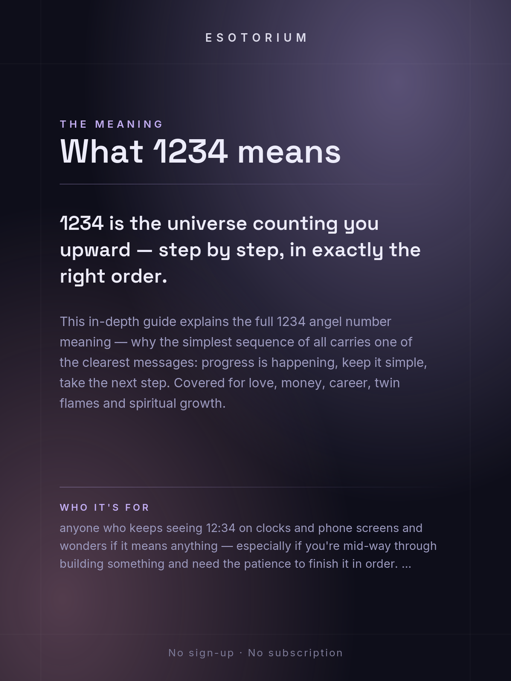 Angel Number 1234 — Meaning in Love, Money & Life — Who it's for