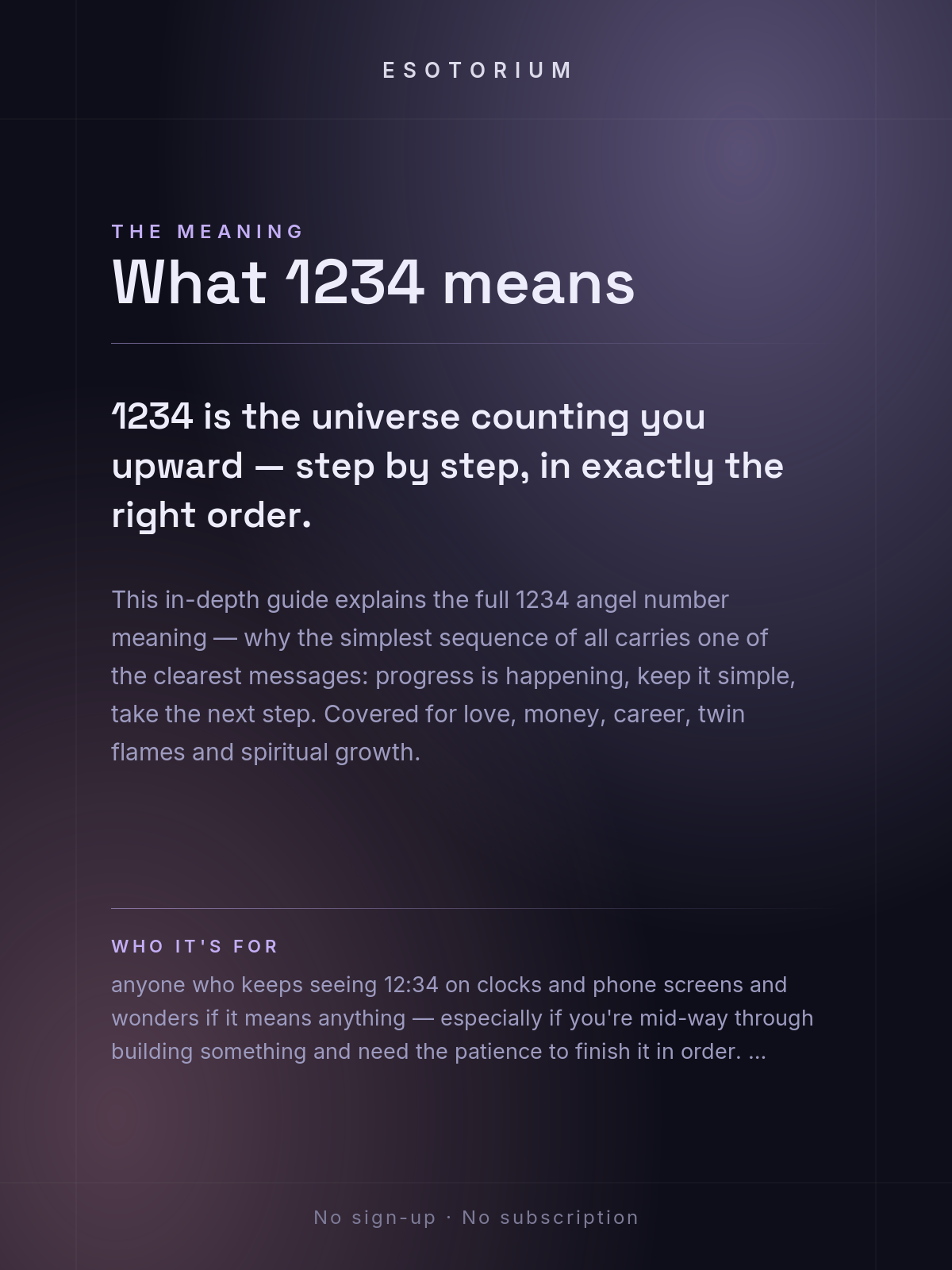 Angel Number 1234 — Meaning in Love, Money & Life — Who it's for