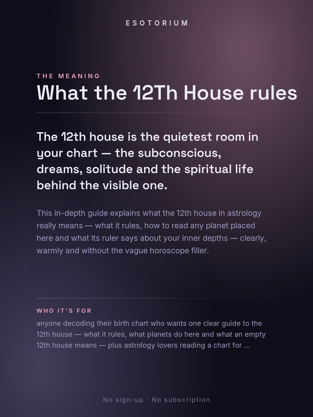 The 12th House in Astrology — Subconscious & Spirituality — What it means
