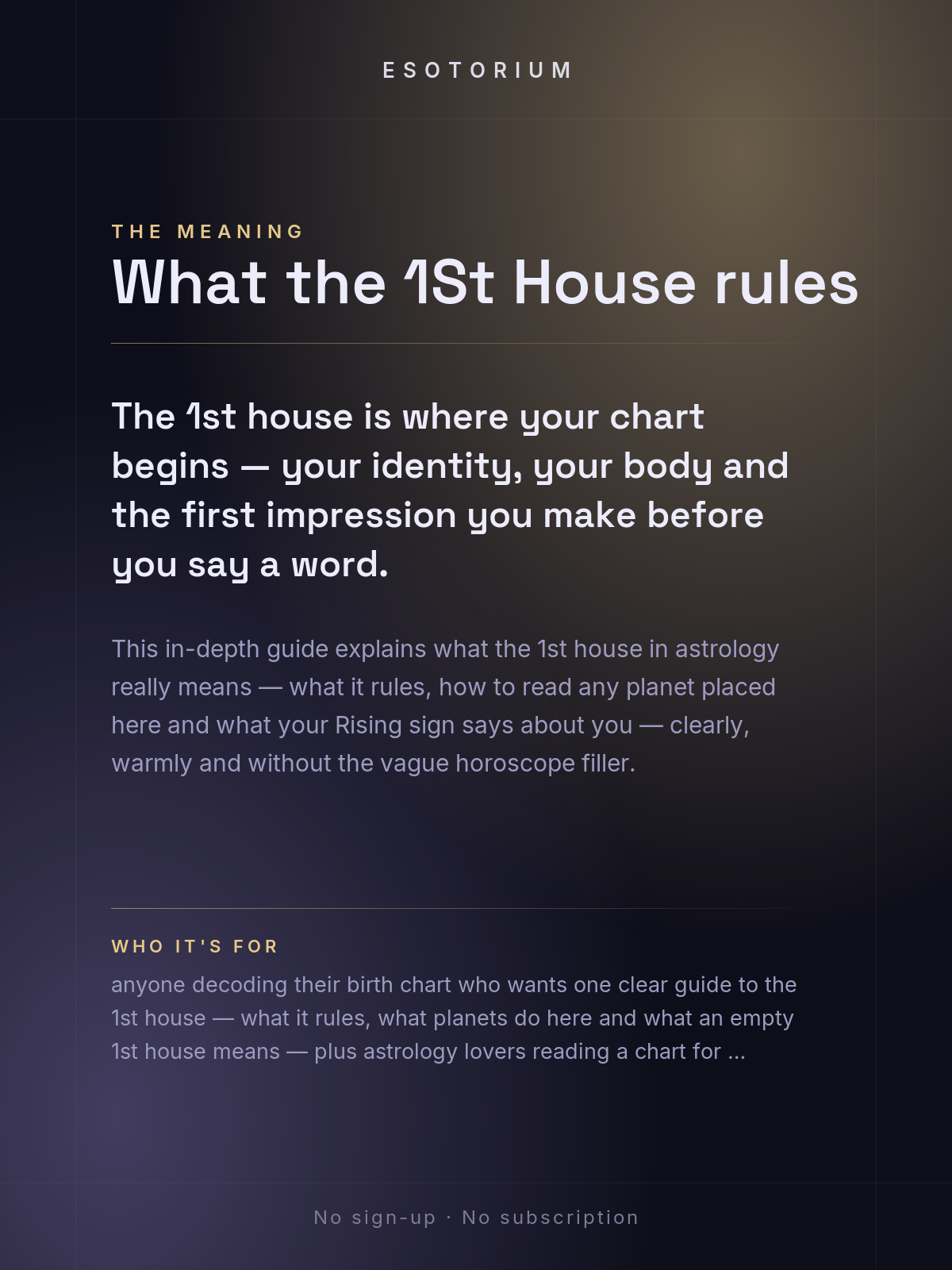 The 1st House in Astrology — Self & Identity — What it means
