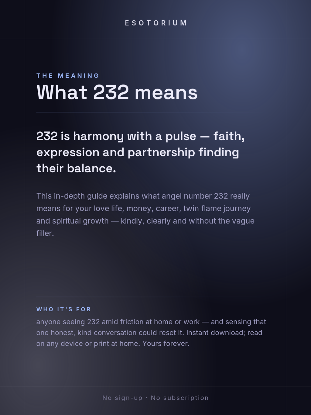 Angel Number 232 — Meaning in Love, Money & Life — Who it's for