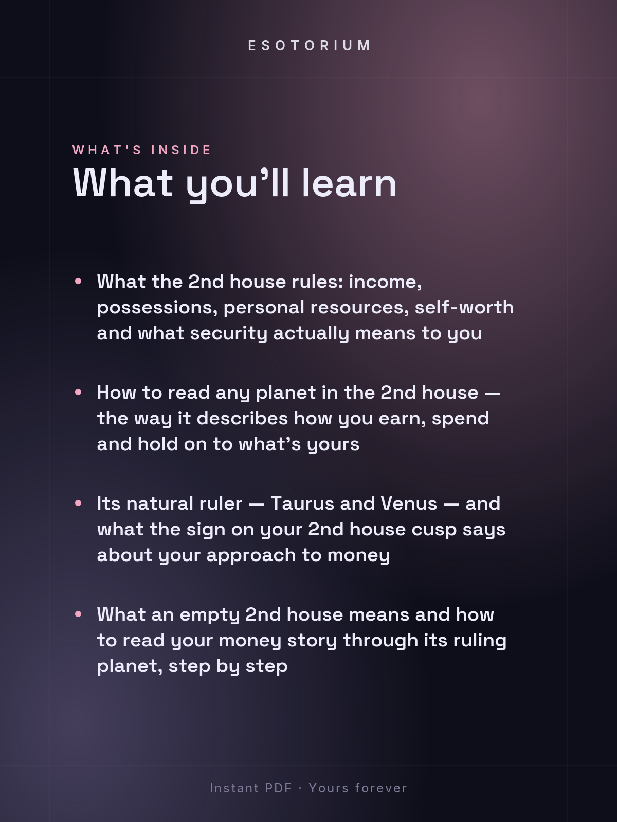 The 2nd House in Astrology — Money & Values — What's inside