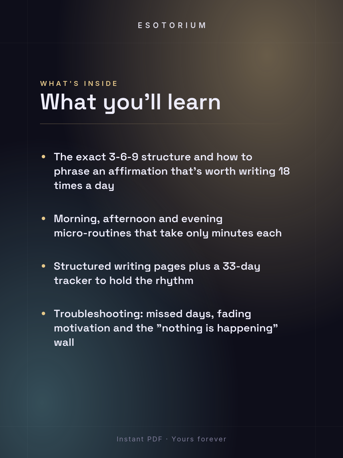 The 369 Manifestation Method — Full Workbook — what you'll learn