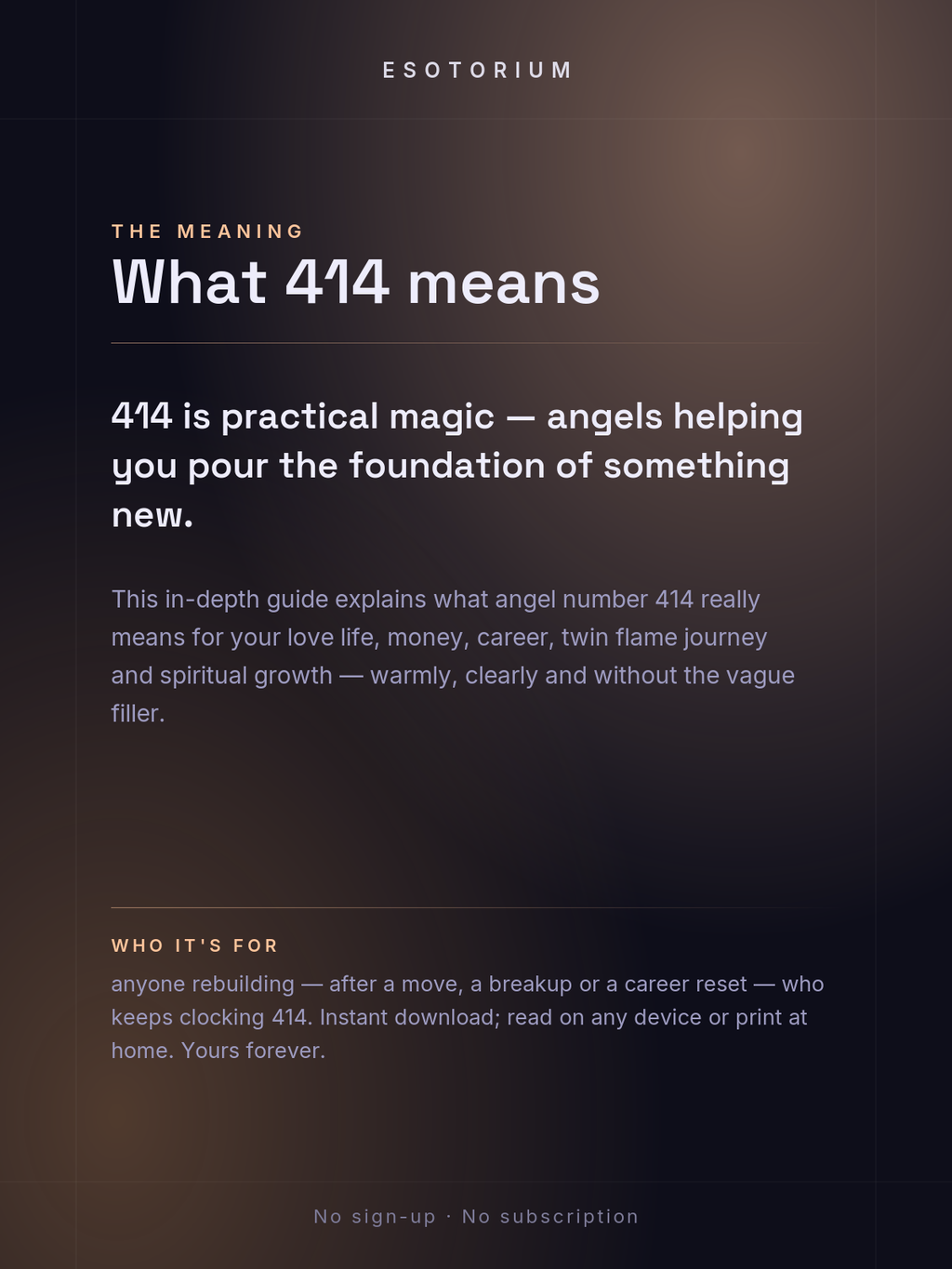 Angel Number 414 — Meaning in Love, Money & Life — Who it's for