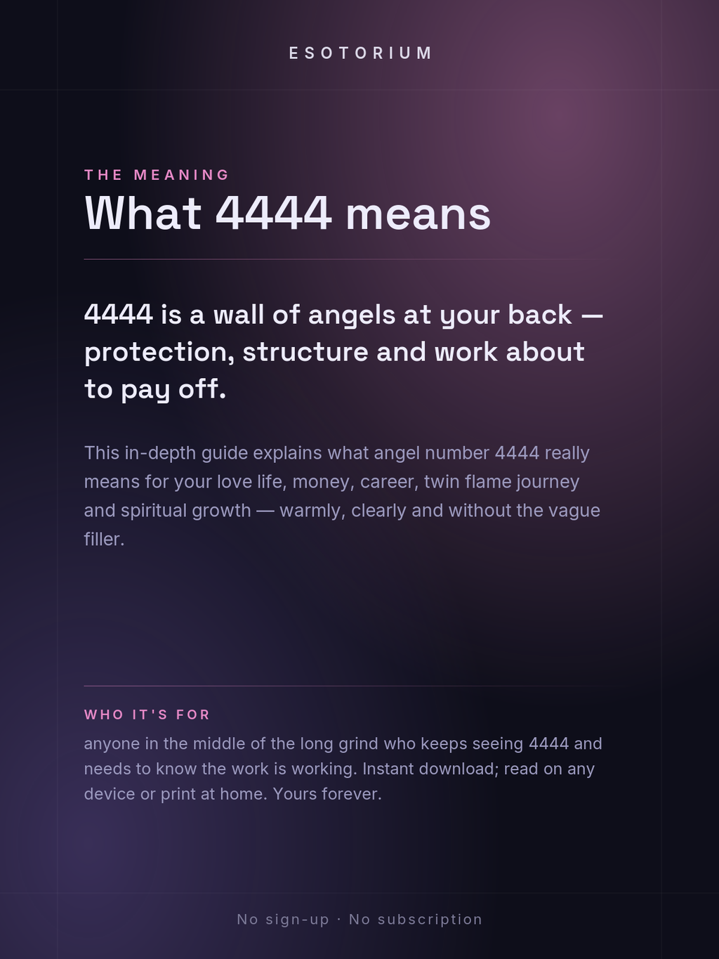 Angel Number 4444 — Meaning in Love, Money & Life — Who it's for