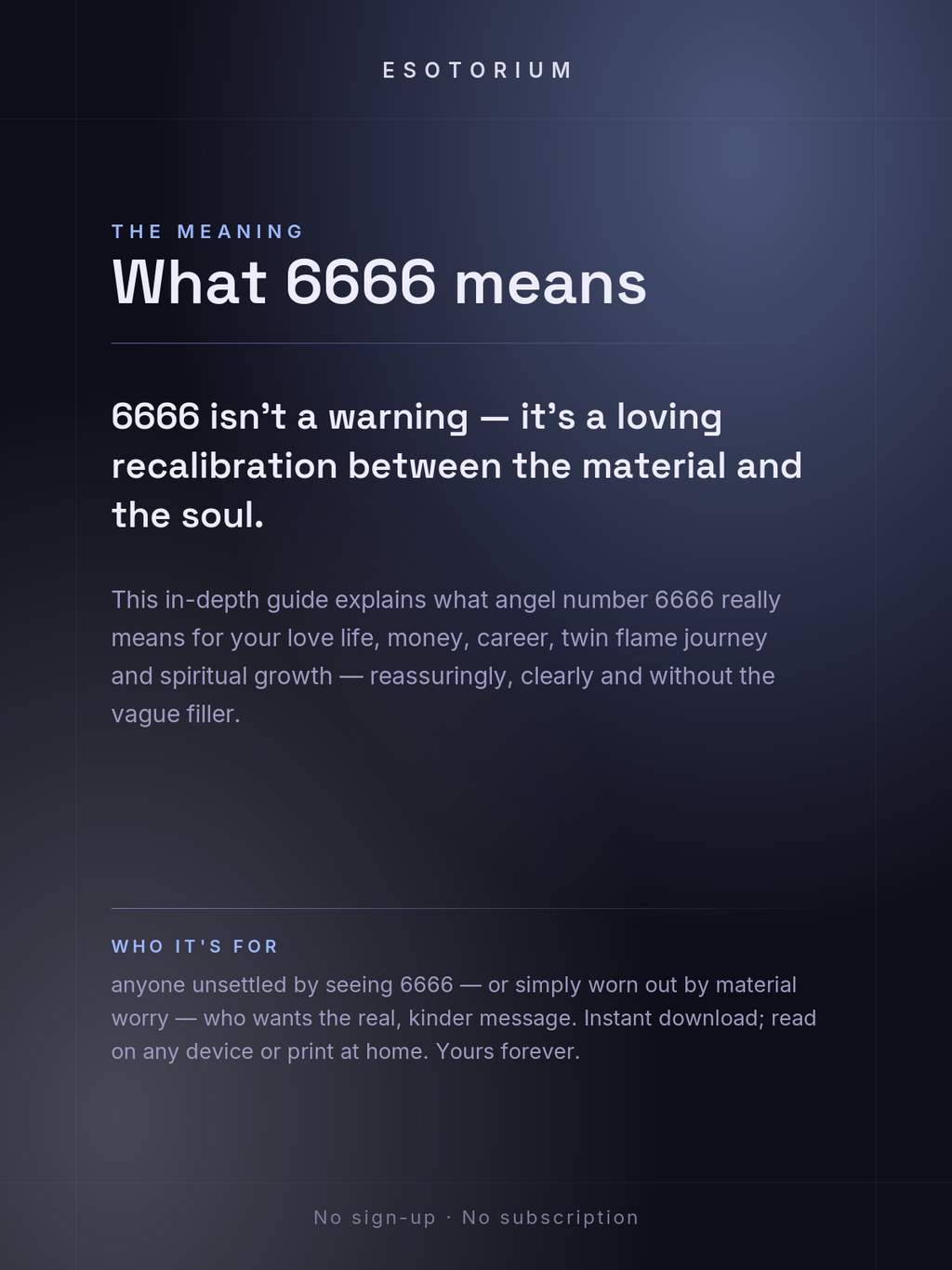 Angel Number 6666 — Meaning in Love, Money & Life — Who it's for