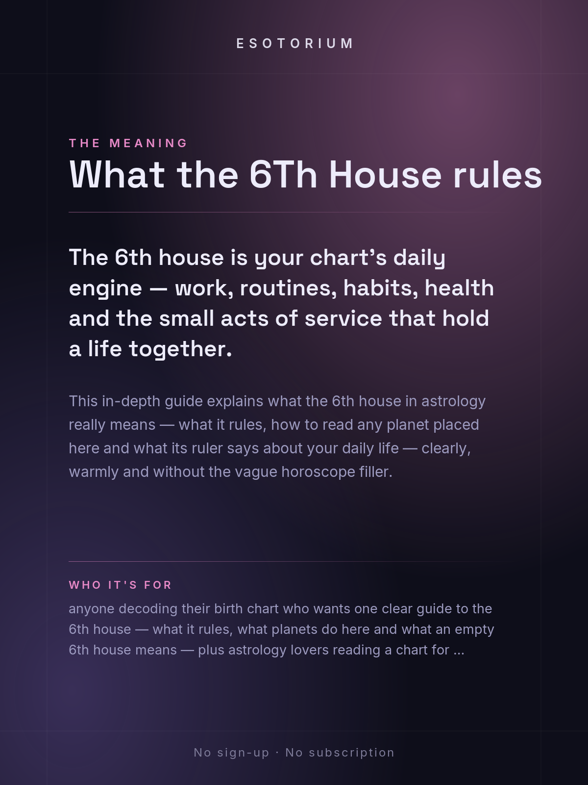The 6th House in Astrology — Work & Health — What it means