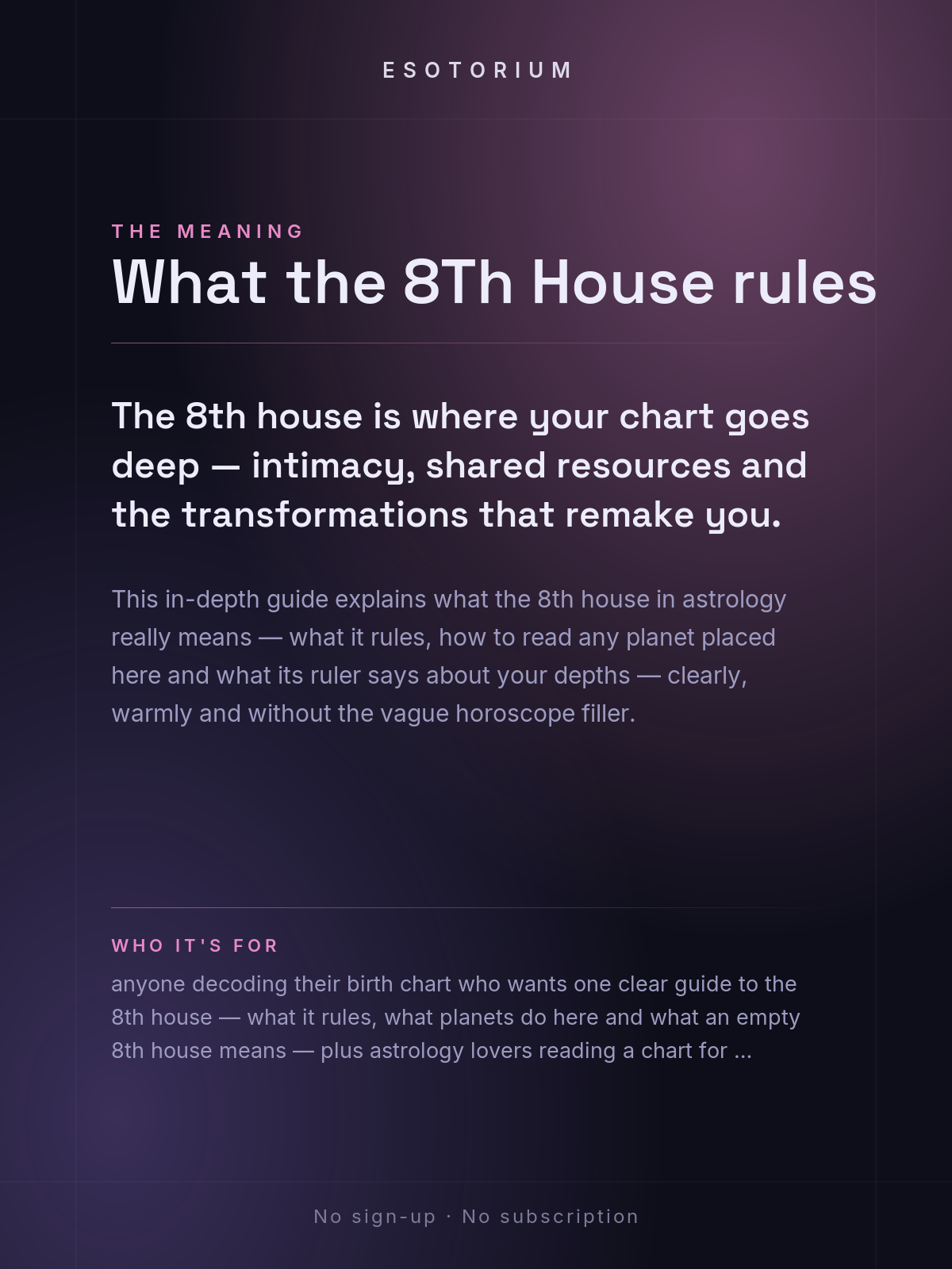 The 8th House in Astrology — Intimacy & Transformation — What it means