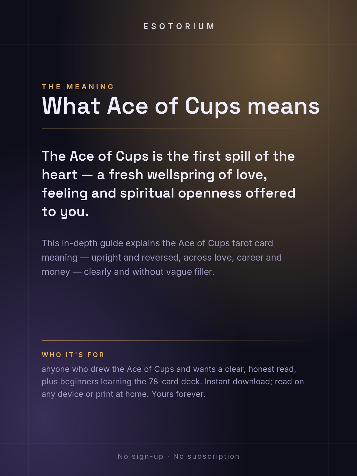 Ace of Cups — Tarot Card Meaning (Upright & Reversed) — Who it's for
