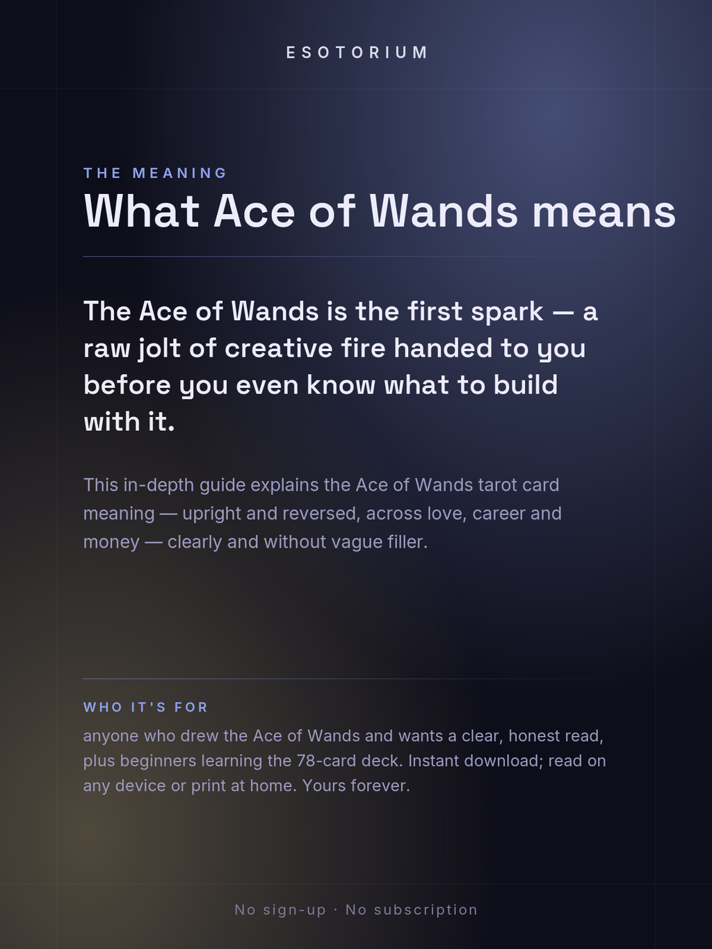 Ace of Wands — Tarot Card Meaning (Upright & Reversed) — Who it's for