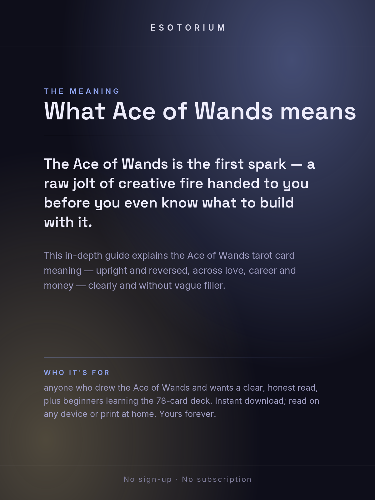 Ace of Wands — Tarot Card Meaning (Upright & Reversed) — Who it's for