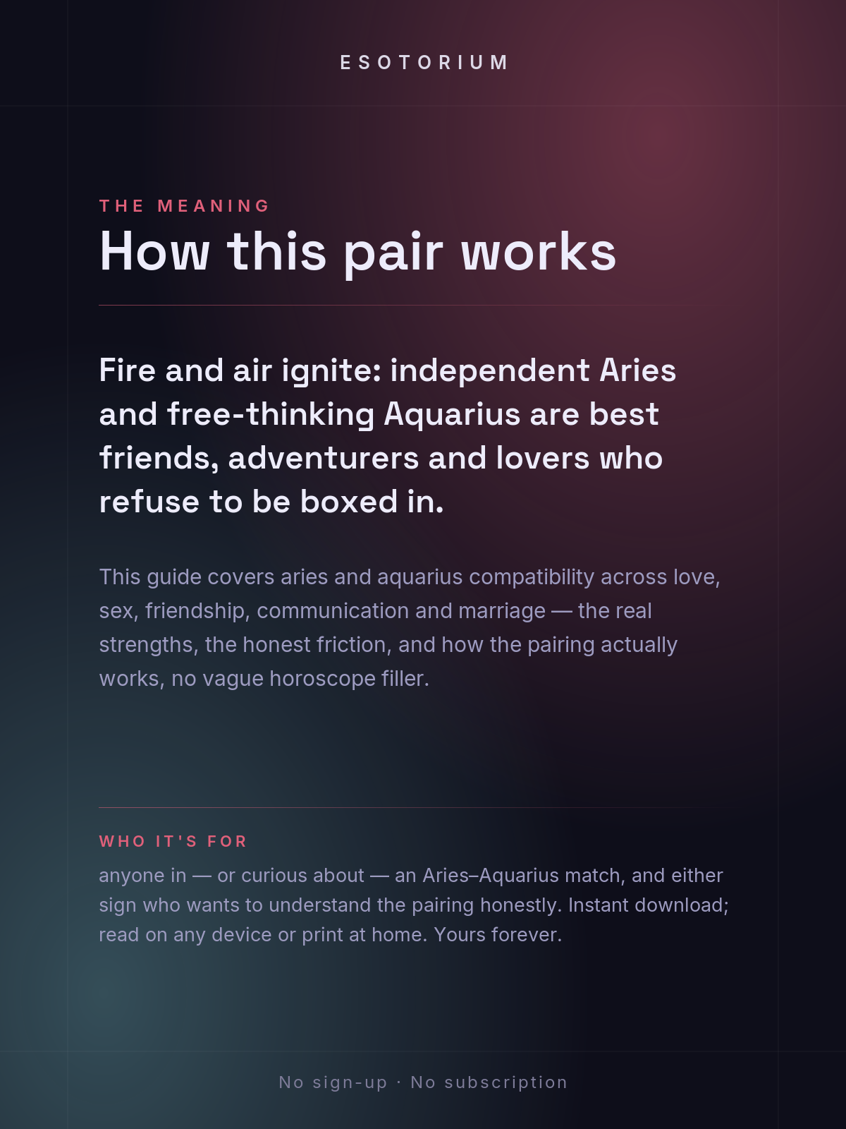 Aries and Aquarius Compatibility — Love, Sex & Friendship — What it means