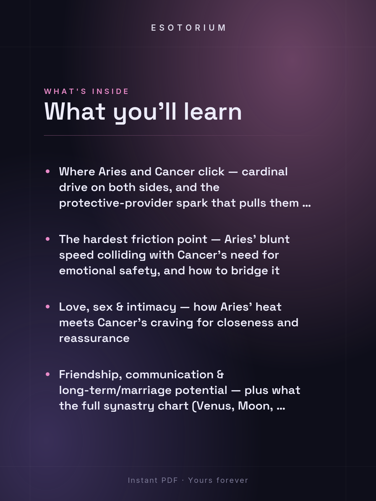 Aries and Cancer Compatibility — Love, Sex & Friendship — What's inside
