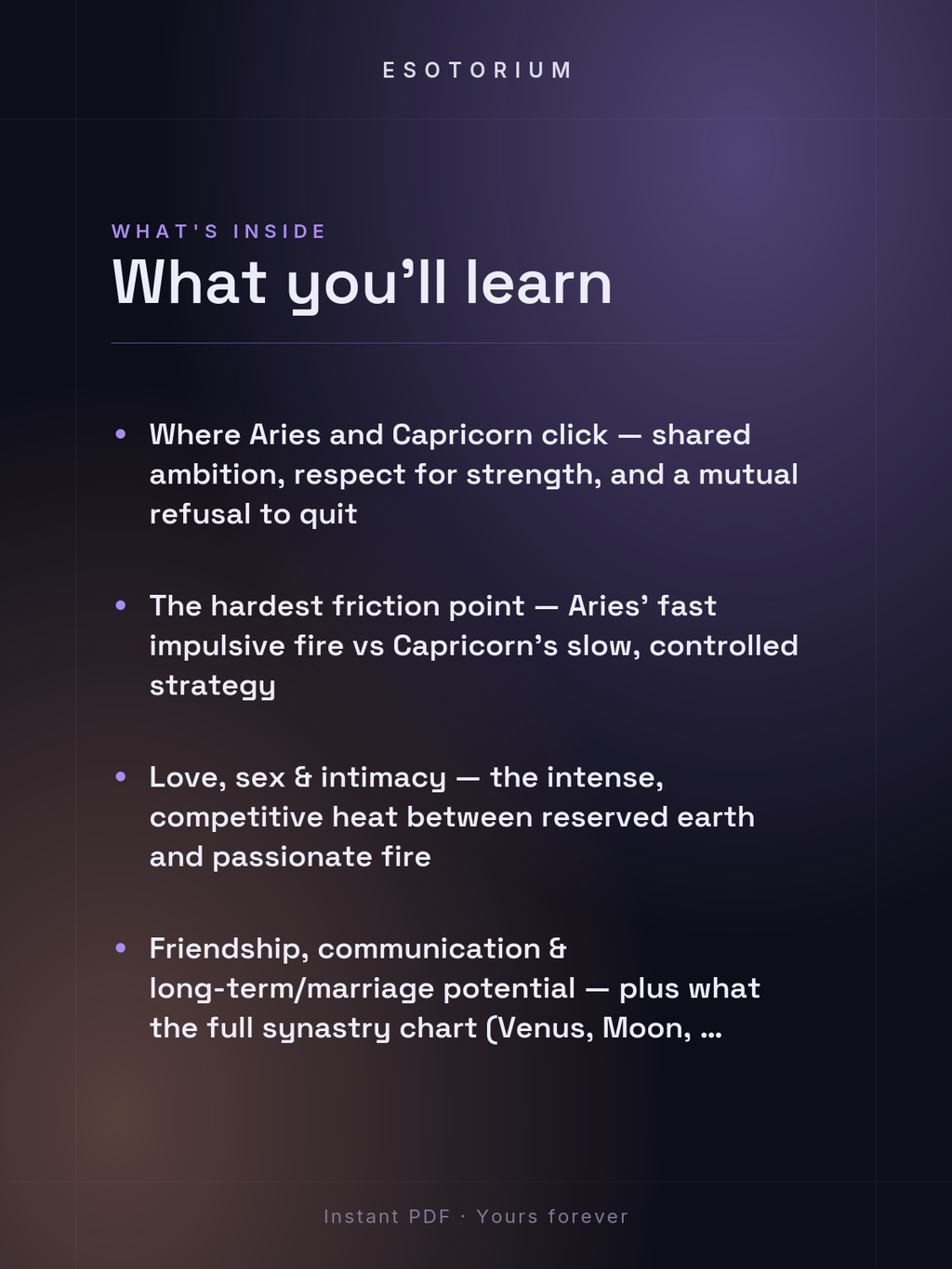 Aries and Capricorn Compatibility — Love, Sex & Friendship — What's inside