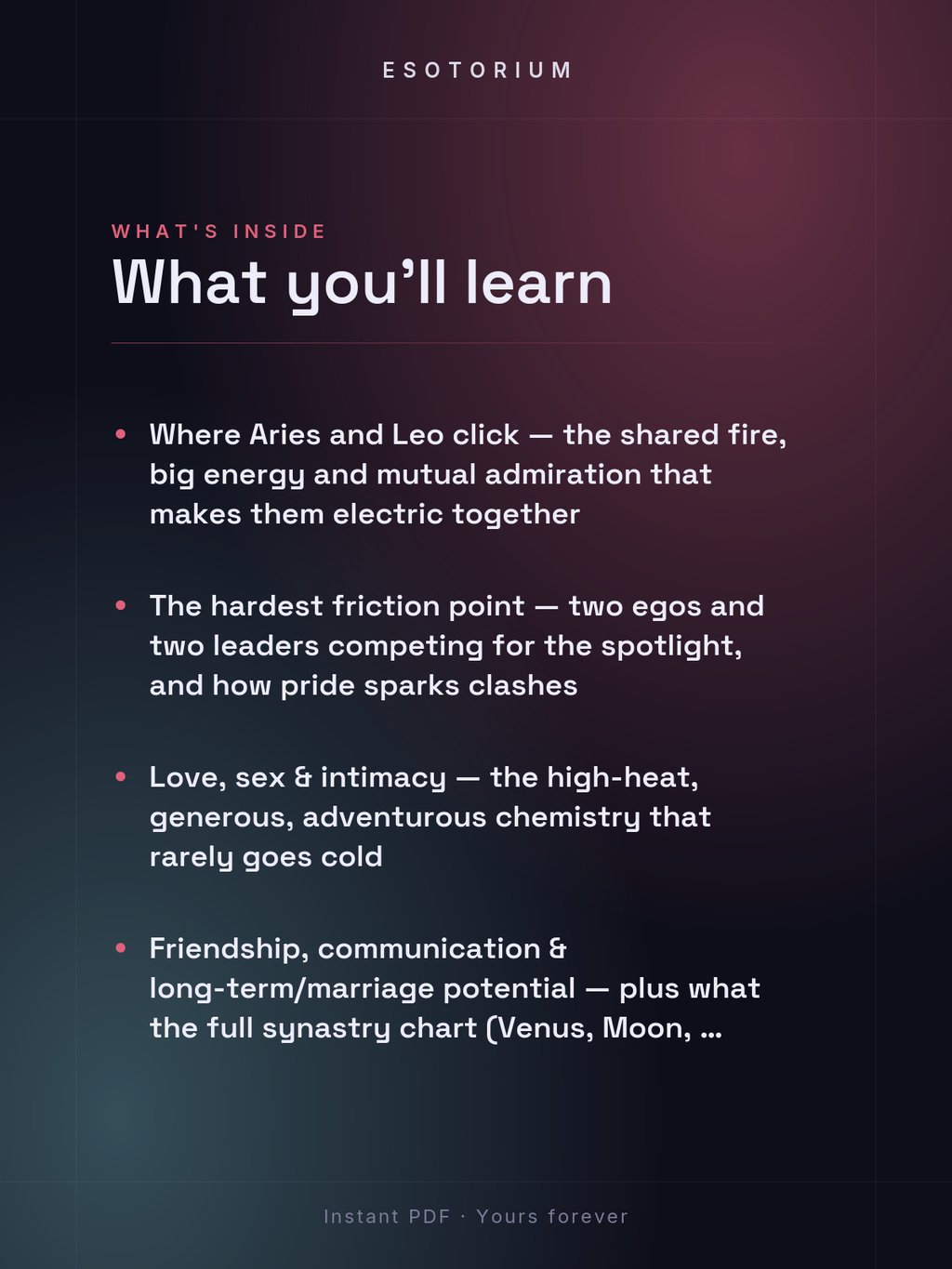 Aries and Leo Compatibility — Love, Sex & Friendship — What's inside