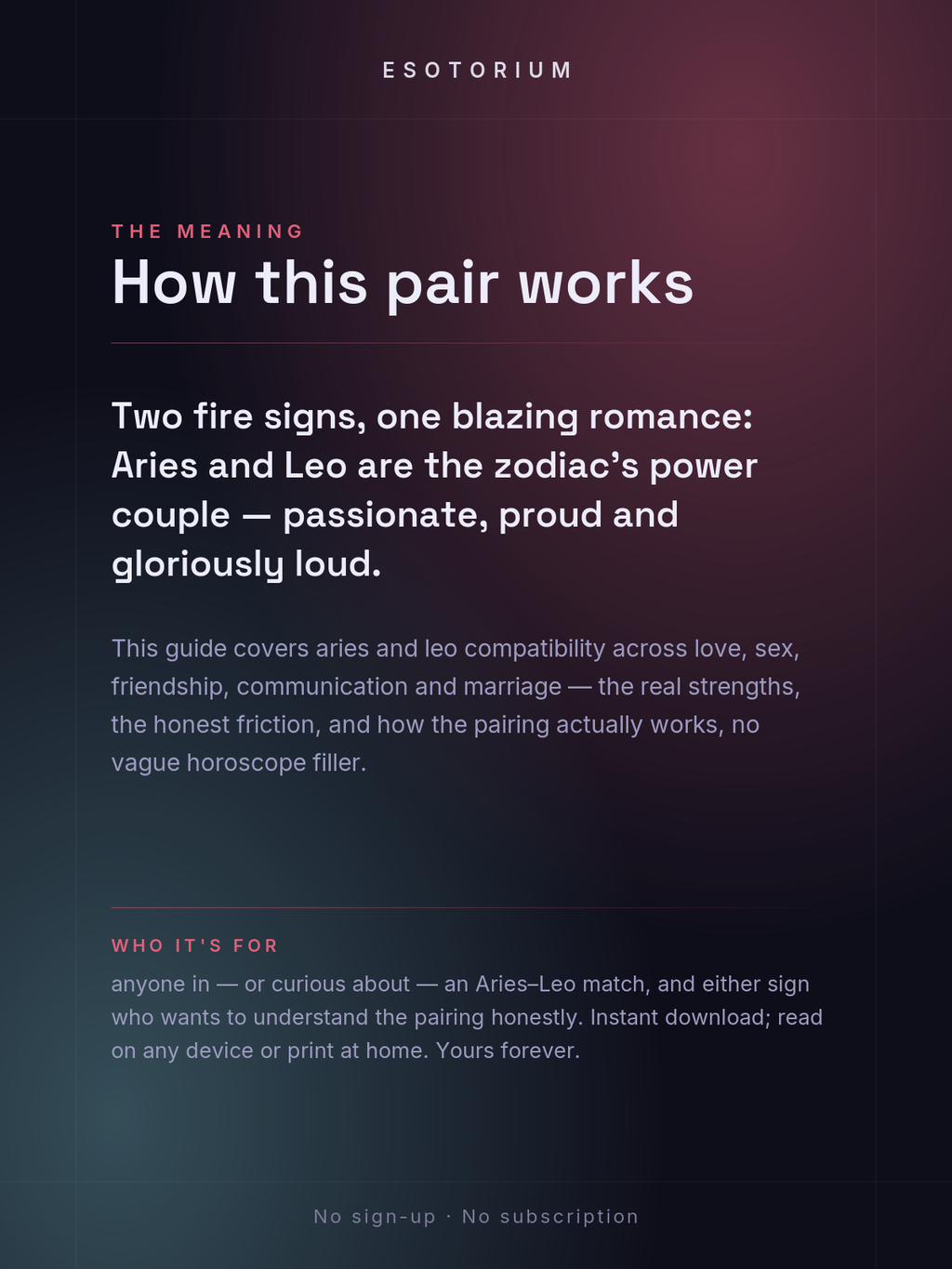 Aries and Leo Compatibility — Love, Sex & Friendship — What it means