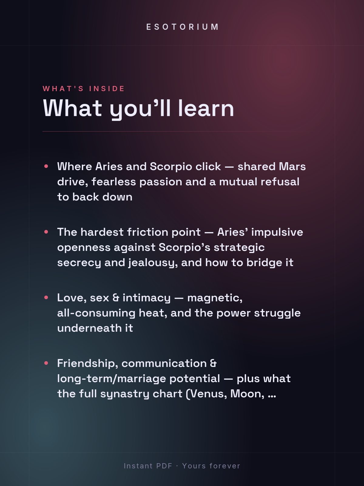 Aries and Scorpio Compatibility — Love, Sex & Friendship — What's inside