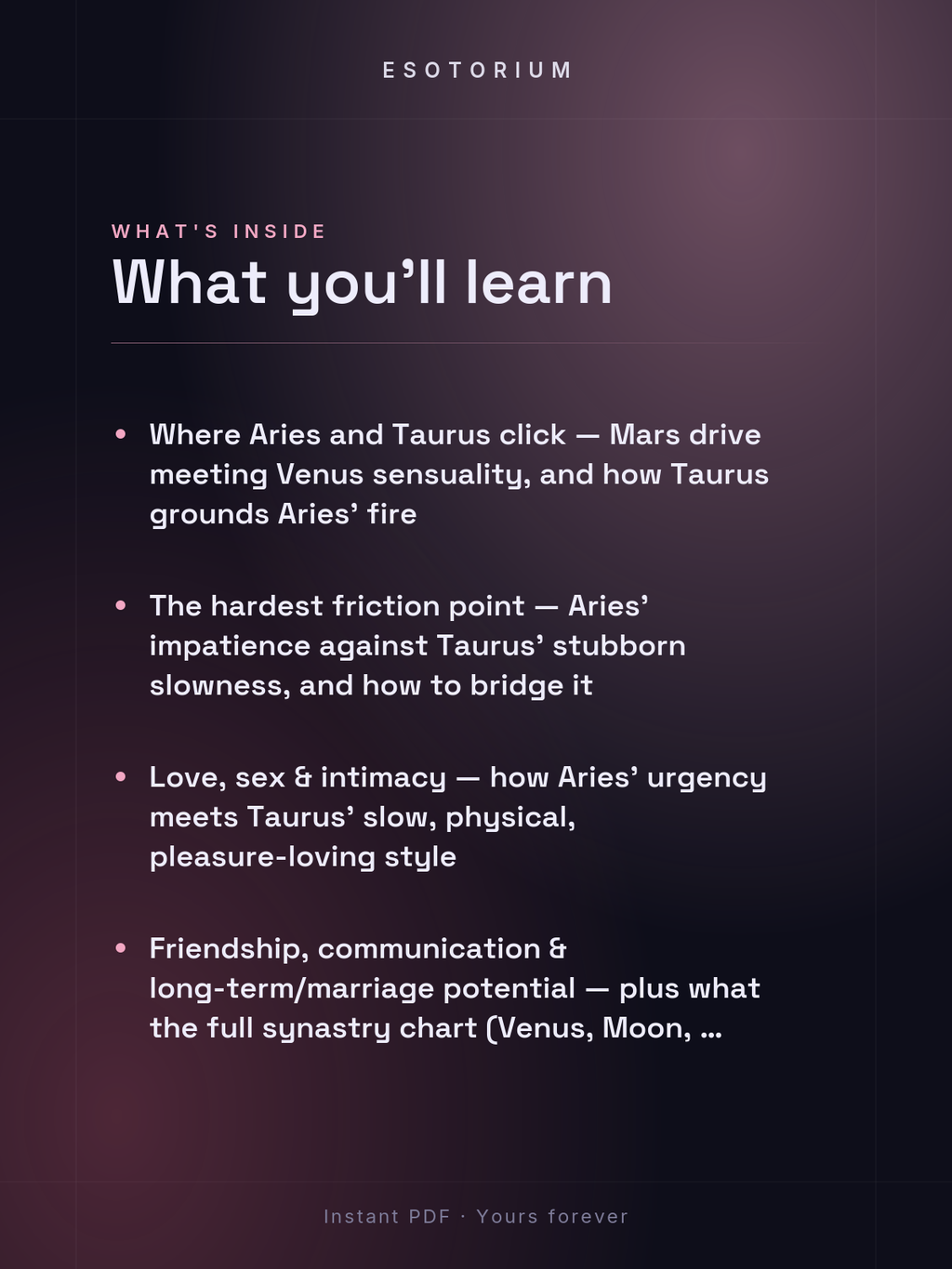 Aries and Taurus Compatibility — Love, Sex & Friendship — What's inside