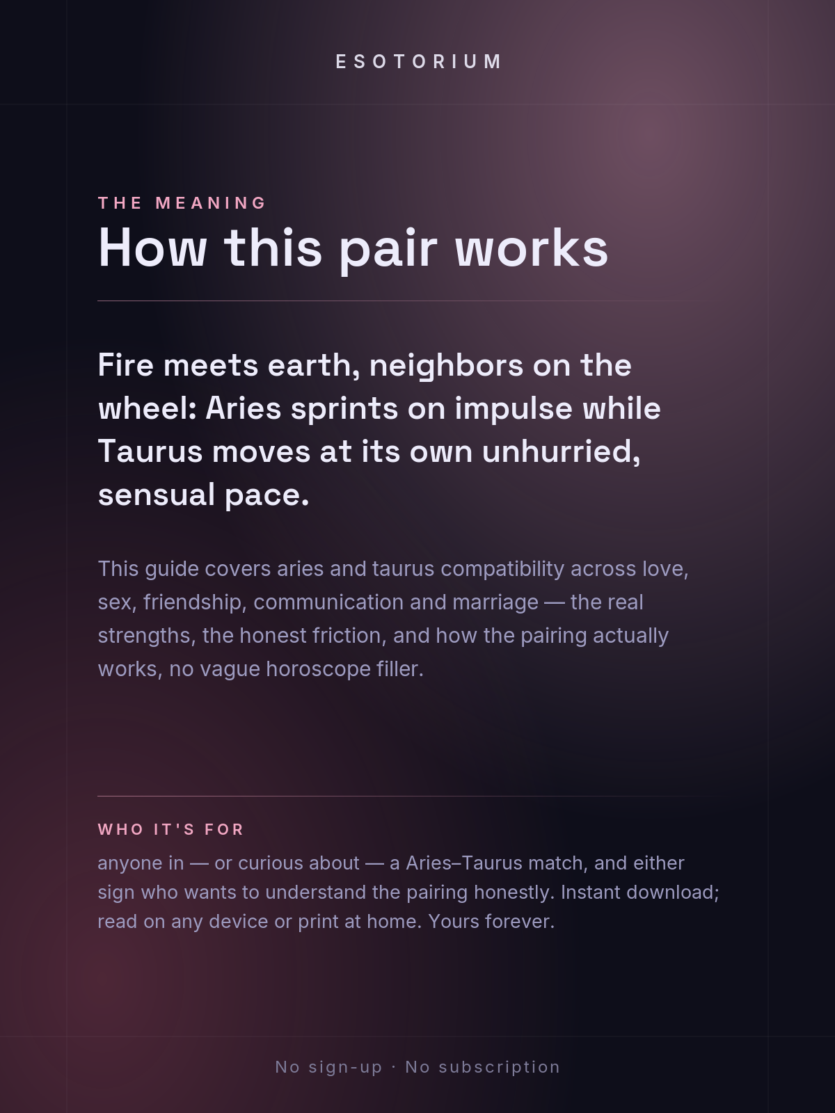 Aries and Taurus Compatibility — Love, Sex & Friendship — What it means