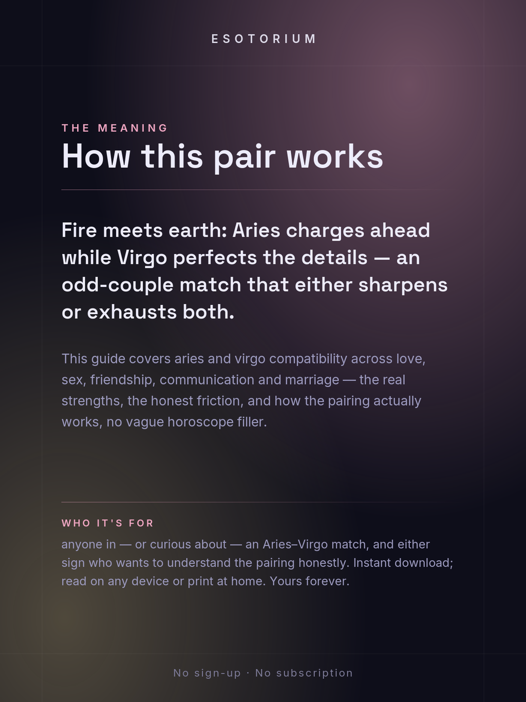 Aries and Virgo Compatibility — Love, Sex & Friendship — What it means