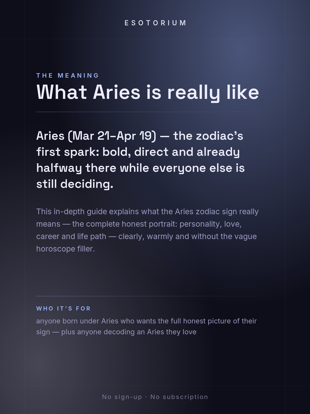 Aries Zodiac Sign — Complete Personality Guide — what it means