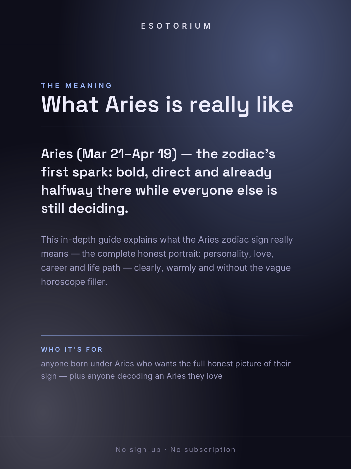 Aries Zodiac Sign — Complete Personality Guide — what it means