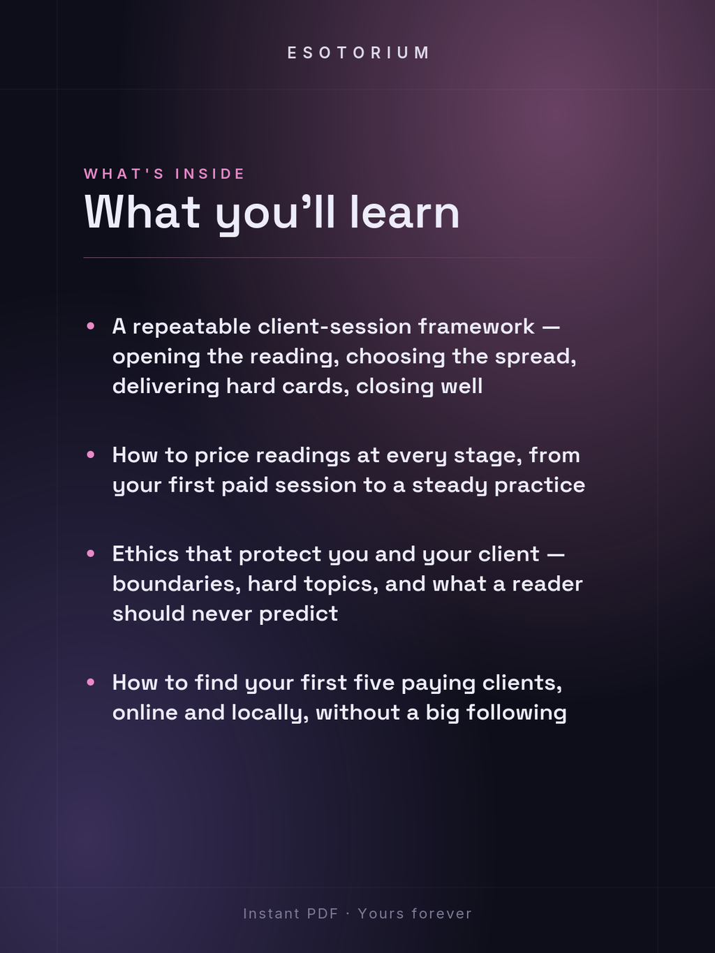 Become a Tarot Reader — Build a Paid Practice — What's inside