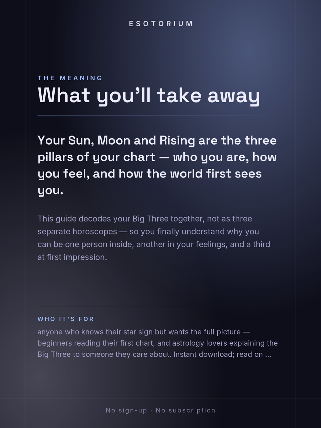 Your Big Three — Sun, Moon & Rising Explained — What it means