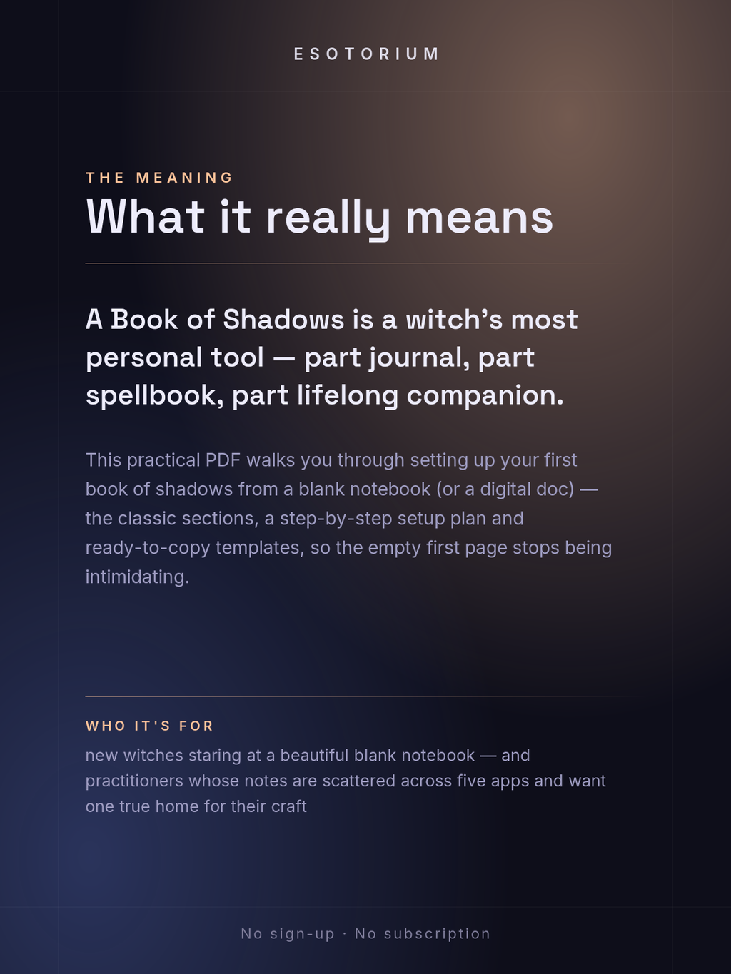 Your First Book of Shadows — Setup & Templates — what it means
