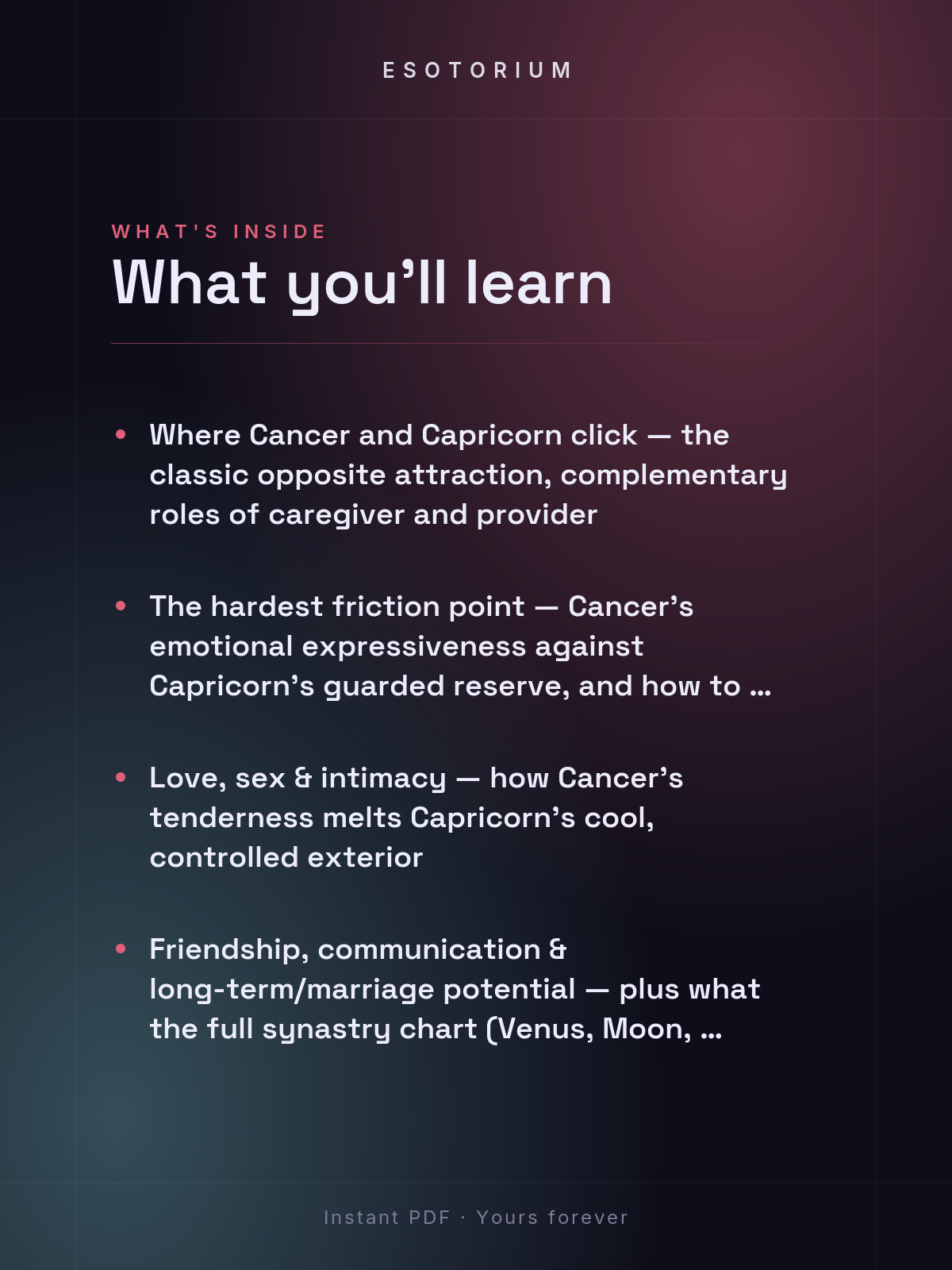 Cancer and Capricorn Compatibility — Love, Sex & Friendship — What's inside