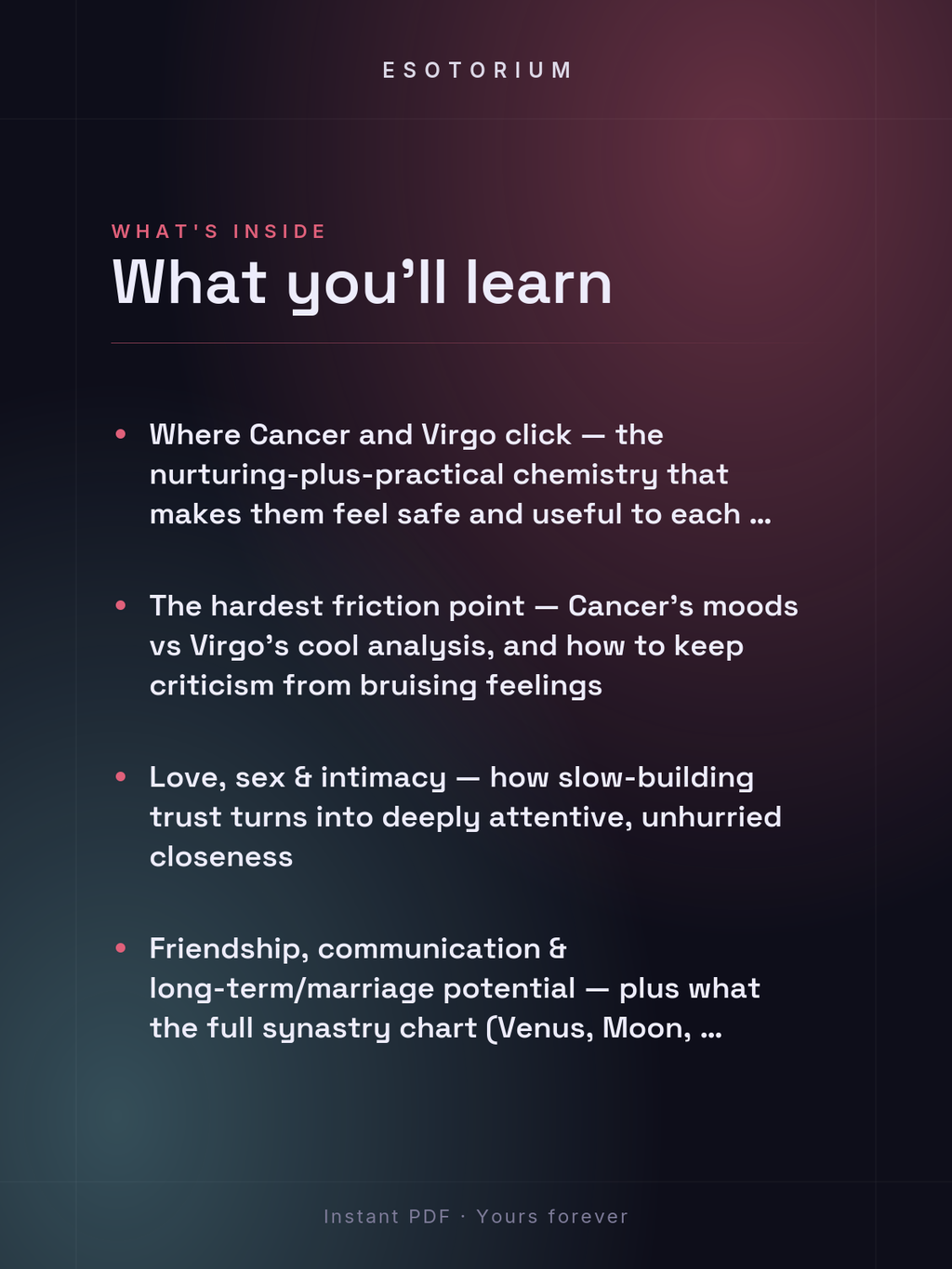 Cancer and Virgo Compatibility — Love, Sex & Friendship — What's inside