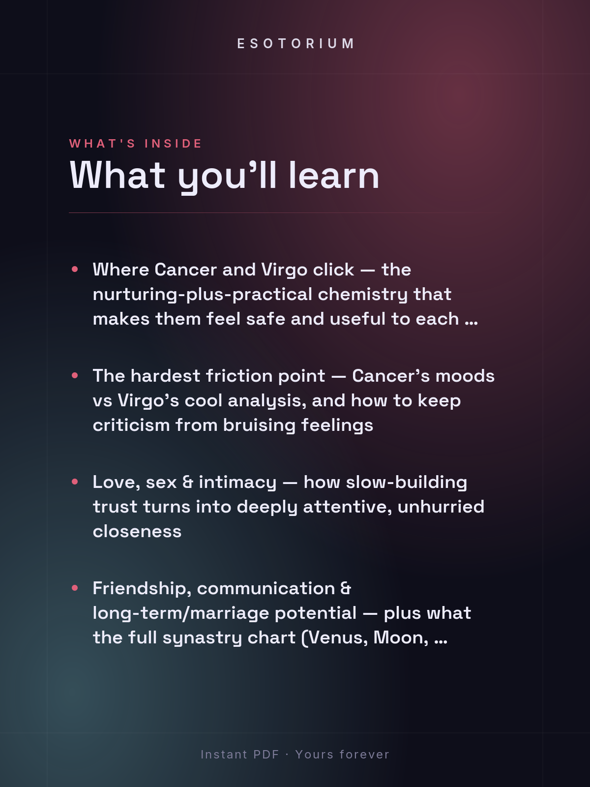 Cancer and Virgo Compatibility — Love, Sex & Friendship — What's inside
