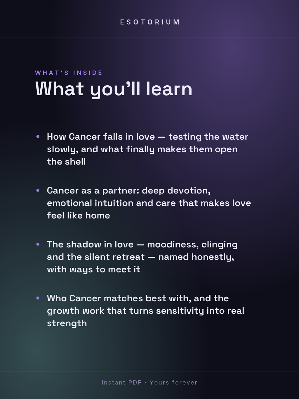 Cancer in Love & Relationships — what you'll learn