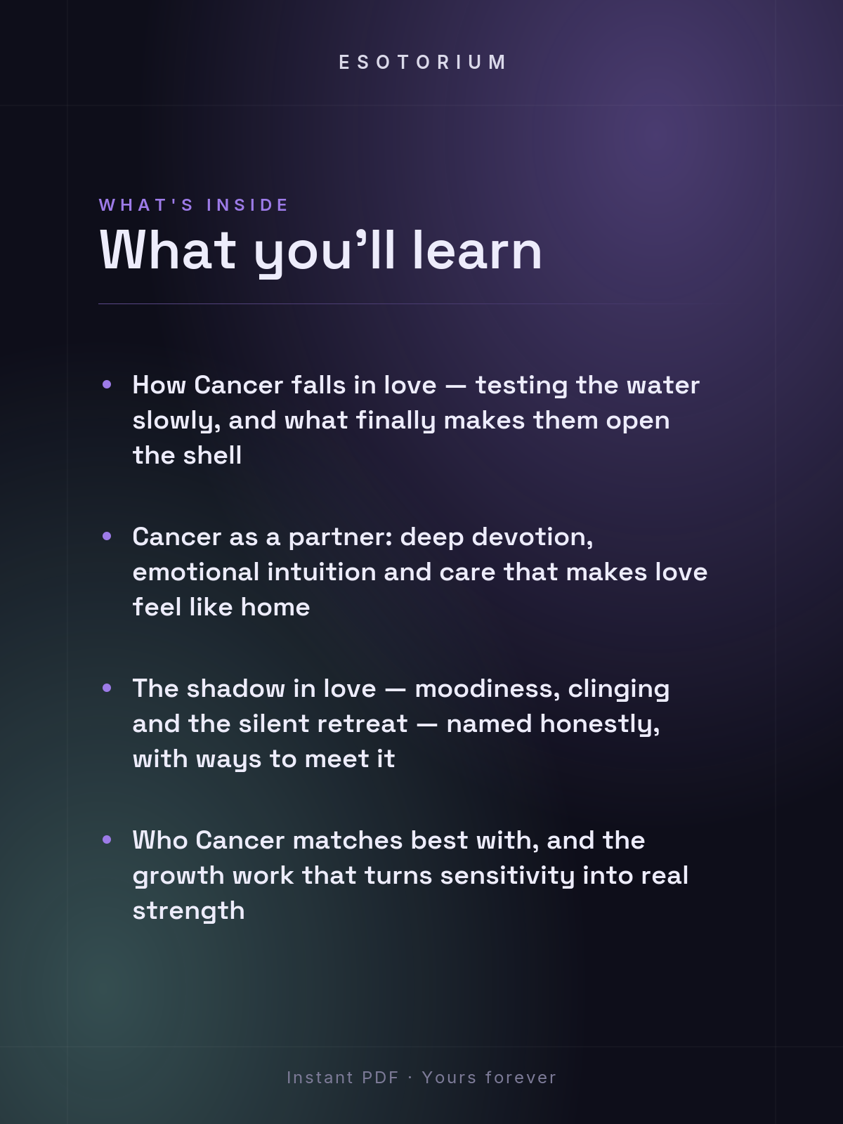 Cancer in Love & Relationships — what you'll learn
