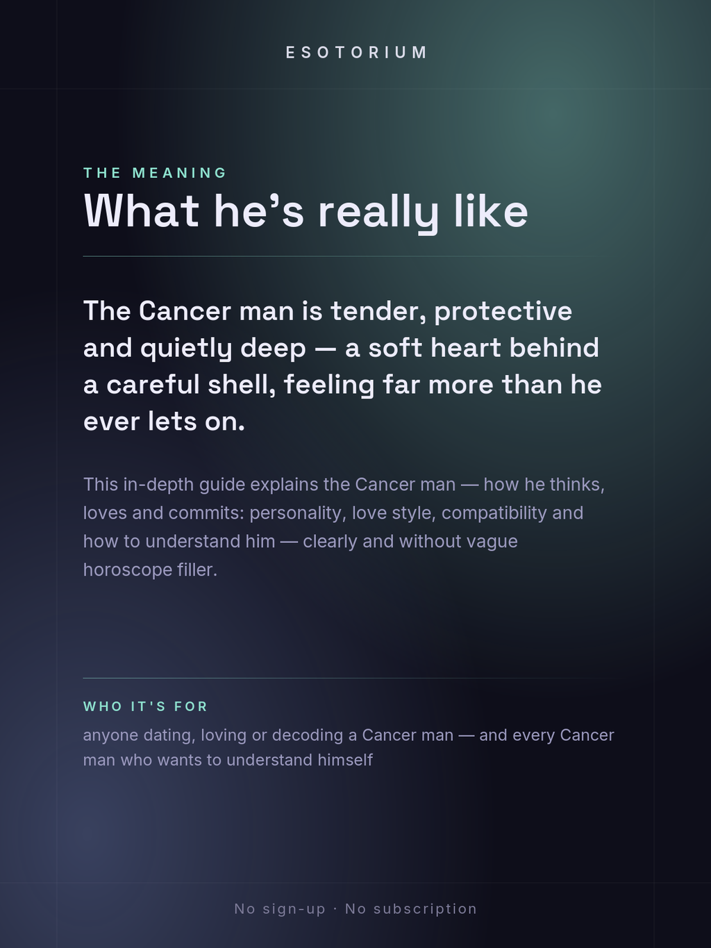 The Cancer Man — Personality, Love & Compatibility — what it means