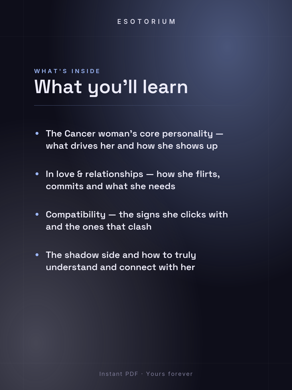 The Cancer Woman — Personality, Love & Compatibility — what you'll learn