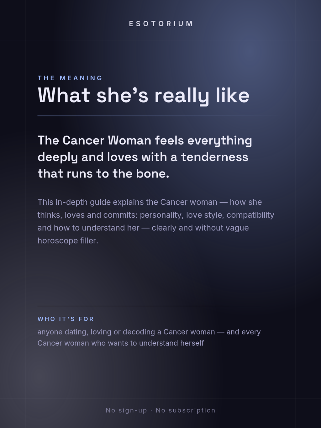 The Cancer Woman — Personality, Love & Compatibility — what it means