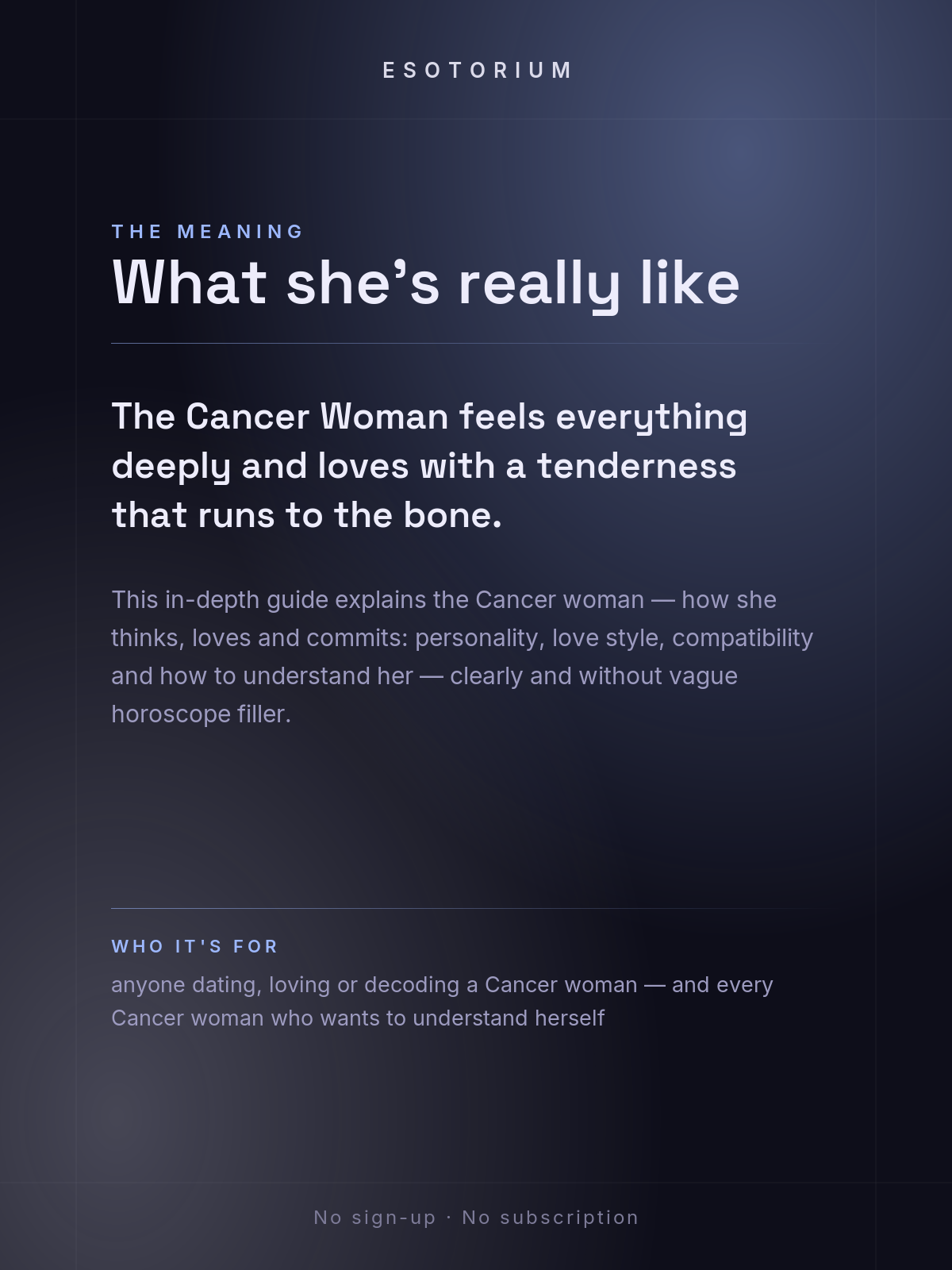 The Cancer Woman — Personality, Love & Compatibility — what it means