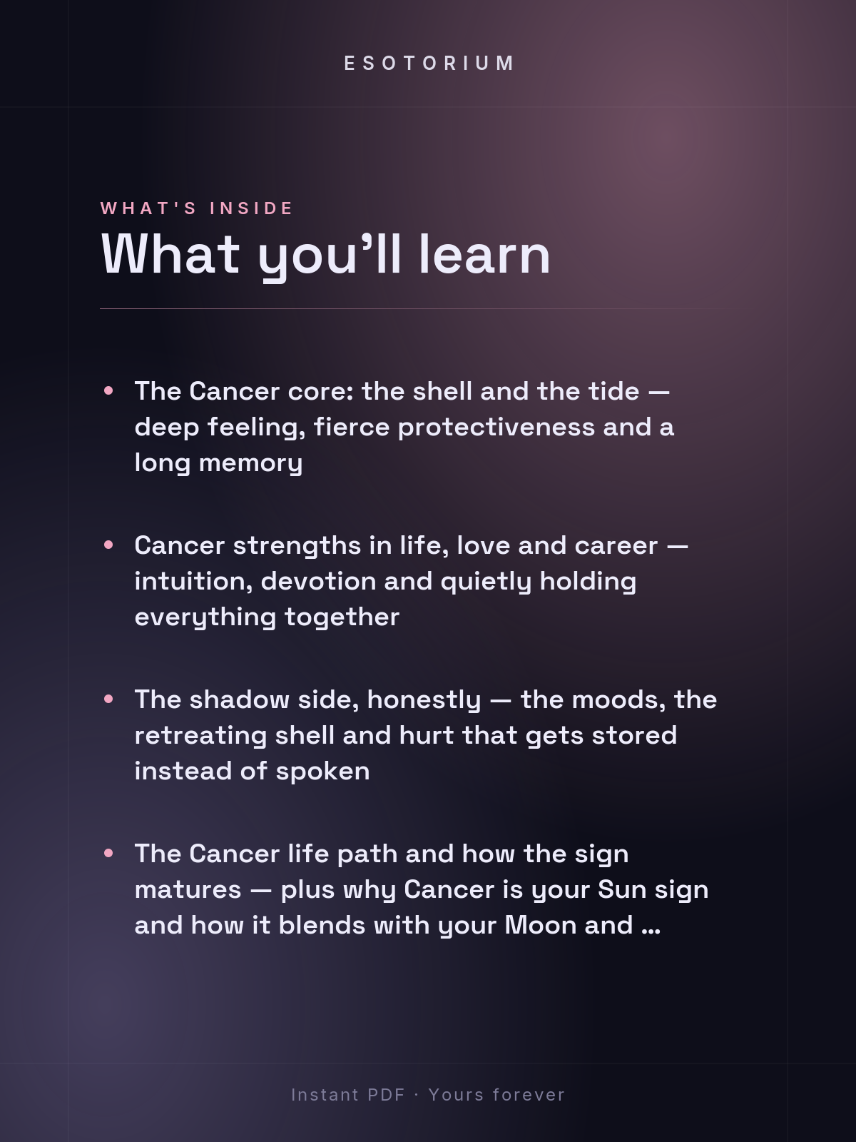 Cancer Zodiac Sign — Complete Personality Guide — what you'll learn