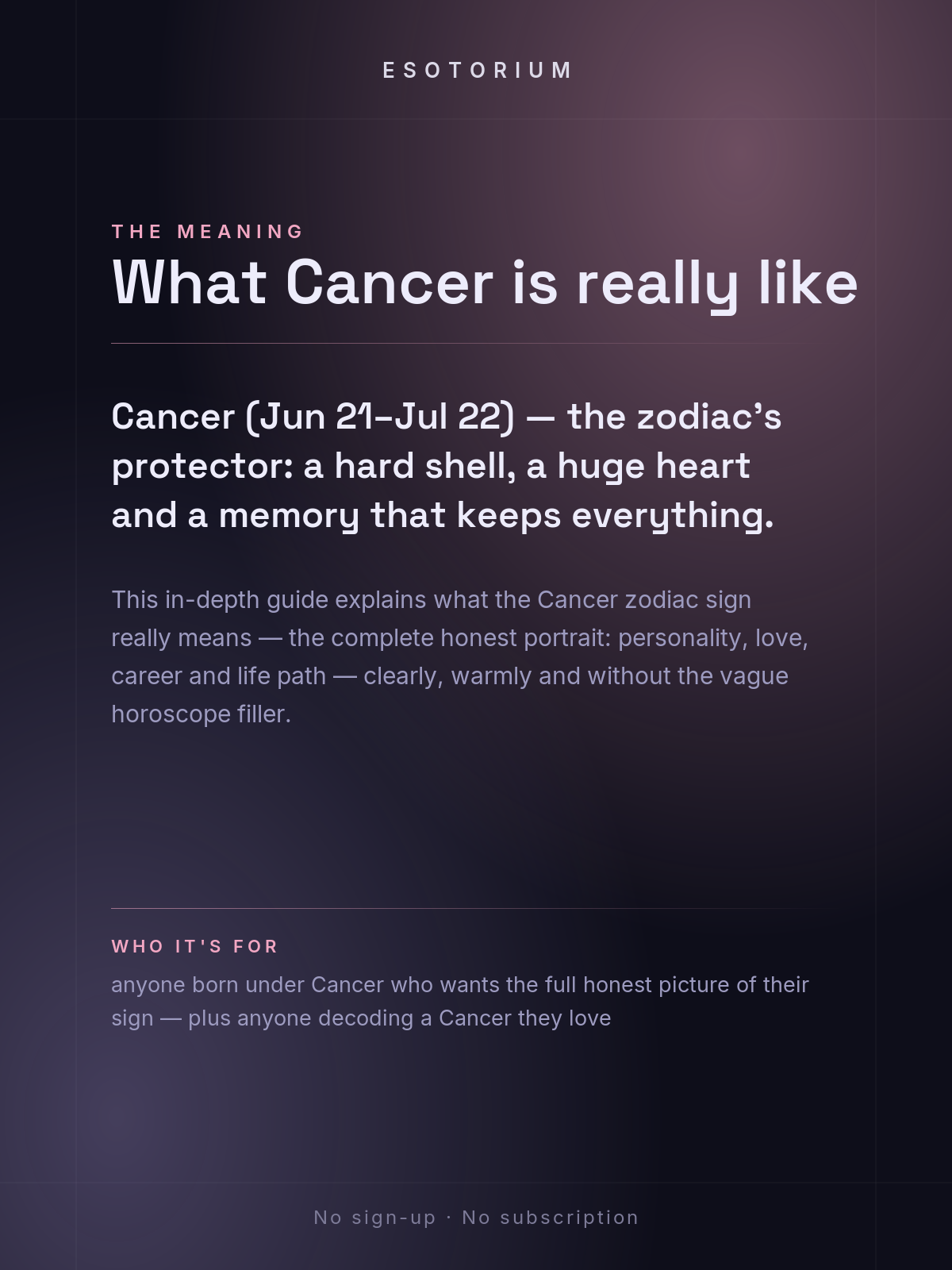 Cancer Zodiac Sign — Complete Personality Guide — what it means