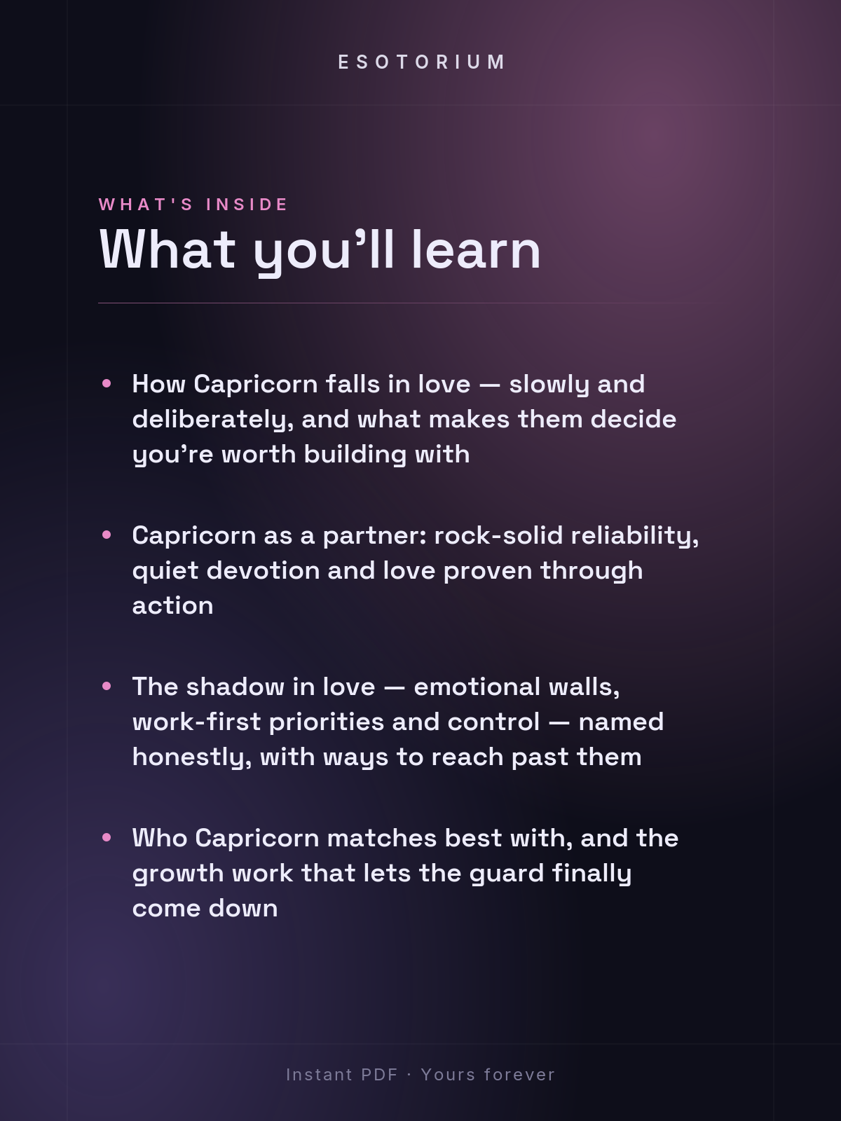 Capricorn in Love & Relationships — what you'll learn