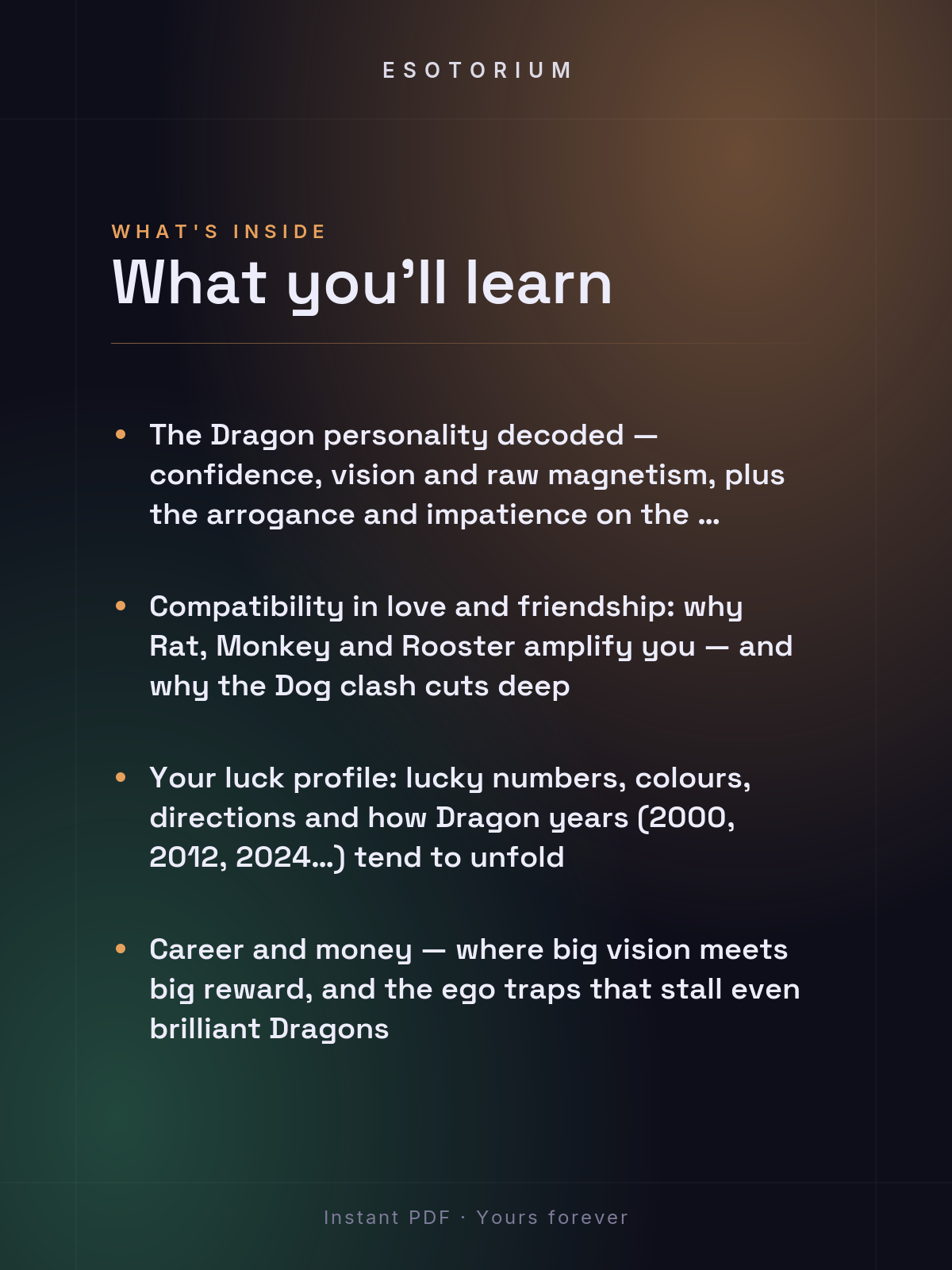 Year of the Dragon — Personality & Destiny — what you'll learn
