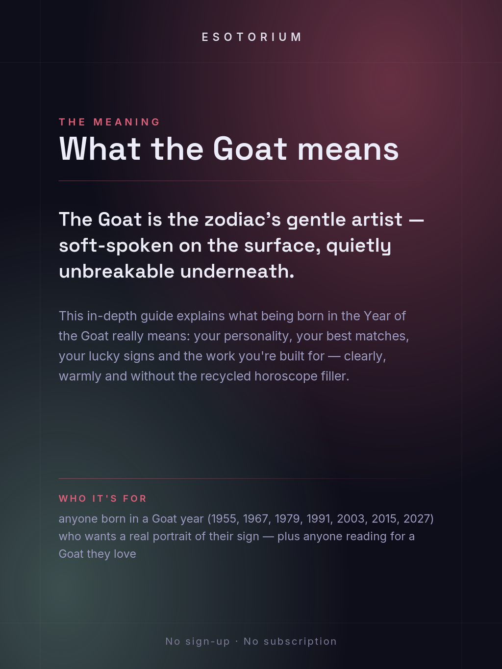 Year of the Goat — Personality & Destiny — what it means