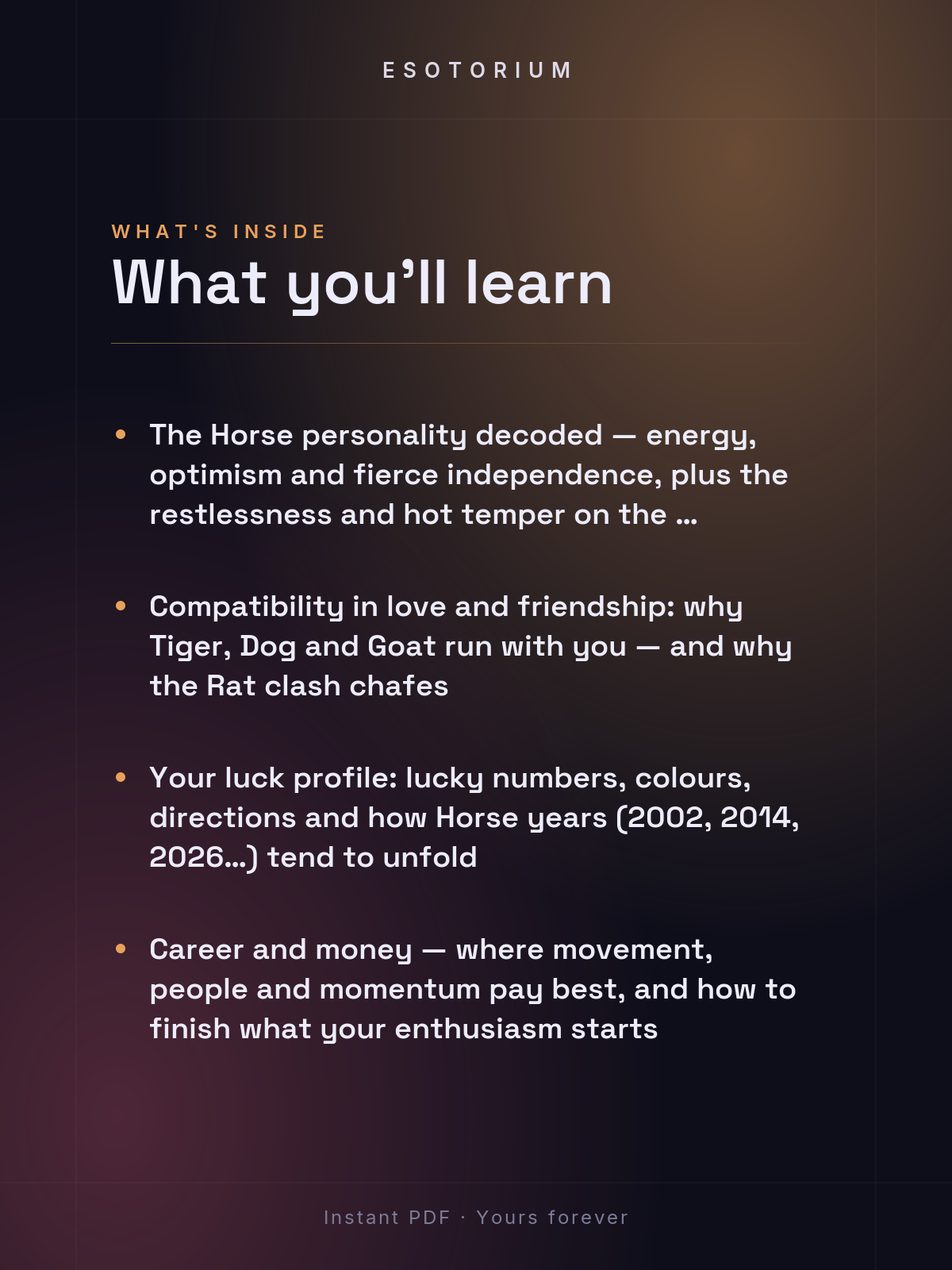 Year of the Horse — Personality & Destiny — what you'll learn