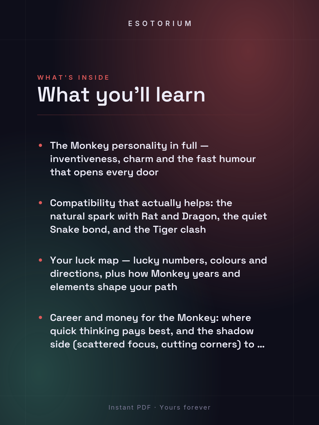 Year of the Monkey — Personality & Destiny — what you'll learn