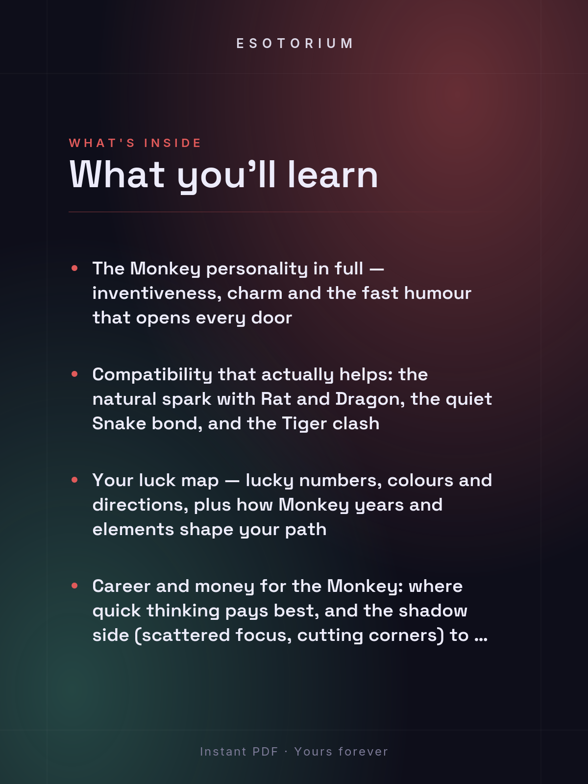 Year of the Monkey — Personality & Destiny — what you'll learn
