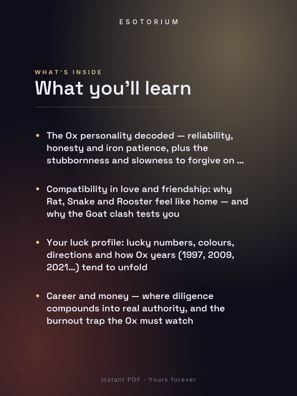 Year of the Ox — Personality & Destiny — what you'll learn