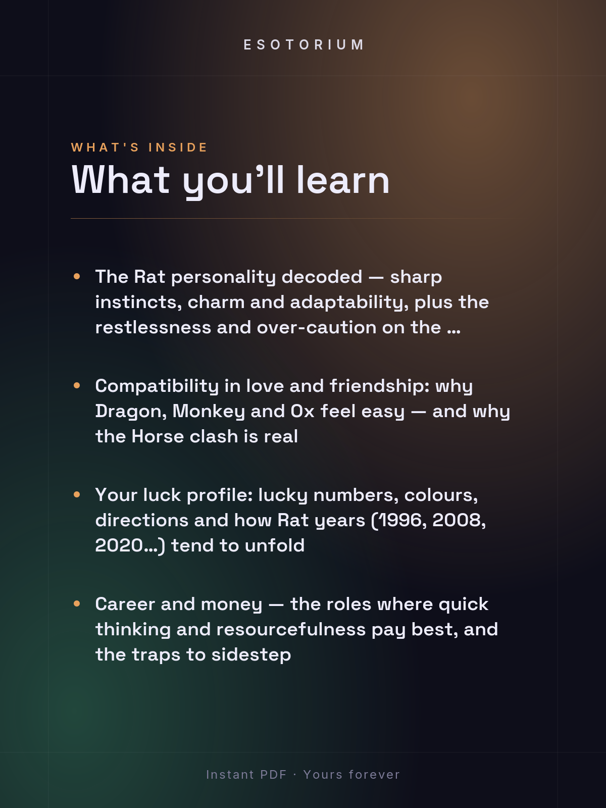 Year of the Rat — Personality & Destiny — what you'll learn